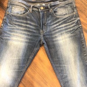 Men's distressed jeans.